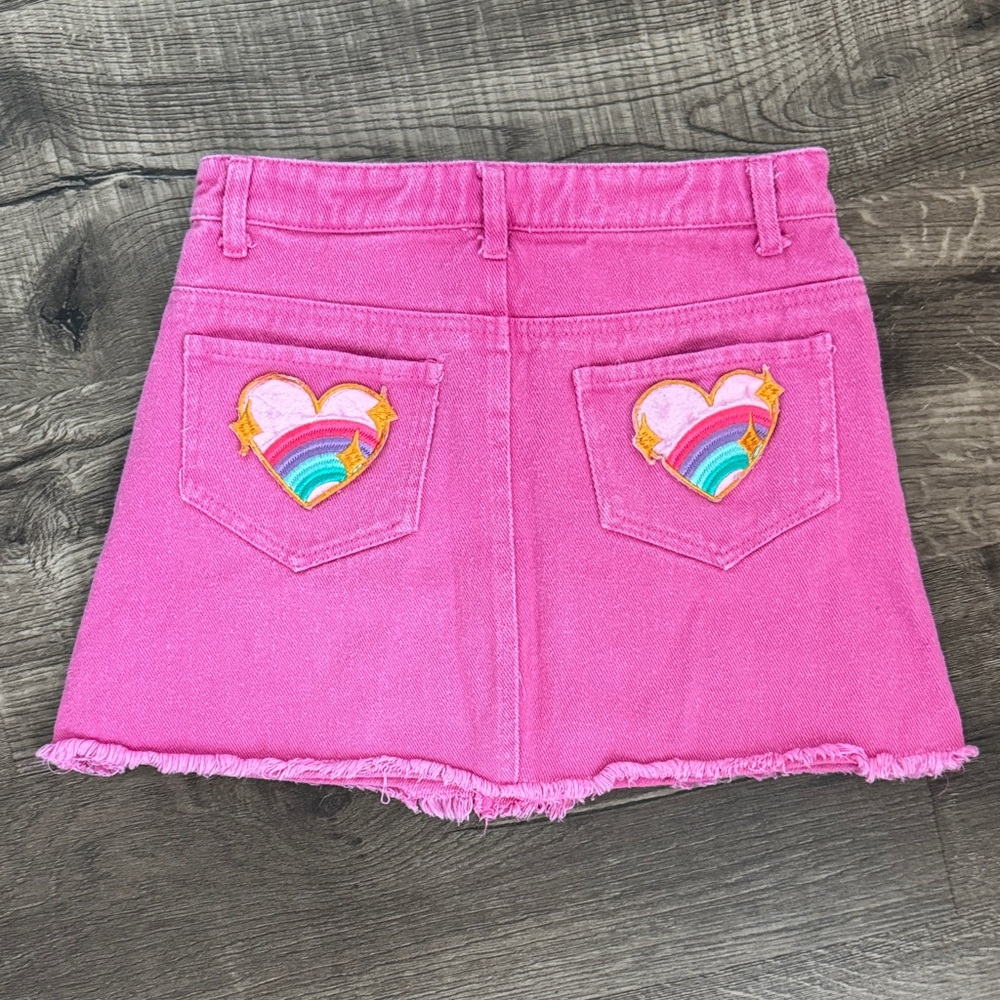 Lola + The Boys Hot Pink Patchwork Skirt with Playful Patches sz 8 - Picture 3 of 7